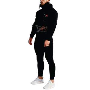 Sudadera con capucha y cremallera de cuarto flexible de chándal de alta calidad para hombre con logotipo impreso personalizado y pantalones de chándal para uso en el gimnasio - Product Image 4