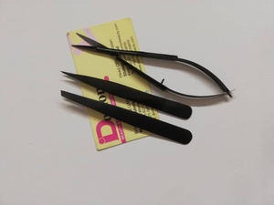 แหนบปลายแหลมพร้อมกล่องใส่การ์ดสีดำพลาสม่าสีดำฉลากตามต้องการ - Product Image 3