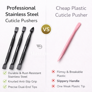 Ensemble de repousse-cuticules noir mat de haute qualité, 3 pièces, en acier inoxydable, nettoyeur de préparation des ongles, double extrémité, réutilisable, outil de manucure, usine OEM - Product Image 4