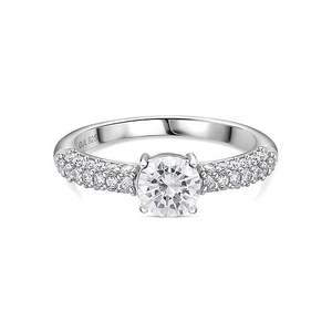 Bague de fiançailles romantique en or blanc massif 14 carats avec diamant de laboratoire et perle, plaqué rhodium, bijoux pour anniversaire de mariage et fête - Product Image 4