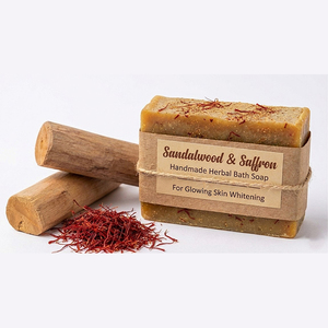 Sandalwood & Saffron Handmade Herbal Bath <b>Soap</b> for Glowing Skin Whitening - Product Image 1