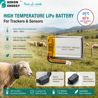 Haute température 85 ℃   Batterie LiPo 3.7V 400mAh pour capteur industriel, localisateur GPS, caméra embarquée, longue autonomie, vente en gros