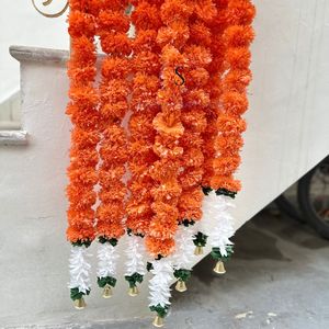 Guirnaldas de Flores Artificiales Hechas a Mano con Caléndula y Jazmín con Campanas para Bodas Indias, Telones de Fondo para Bodas, Coronas - Product Image 5