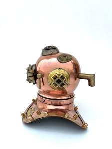 Casco de Buceo Antiguo de Latón con Diseño de Corazón, Decoración Náutica Marítima Vintage para Hogar, Oficina, Boda - Product Image 3