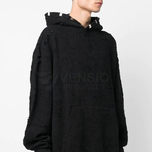 Fabricant Professionnel Prix de Gros 2024 Sweats à Capuche Distressed Haut de Gamme Hiver Homme 100% Coton Respirant en Promotion - Product Image 3