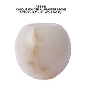 Portavelas hecho a mano de piedra de alabastro blanco perfectamente diseñado de forma ovalada para exportación disponible en cantidad al por mayor - Product Image 6