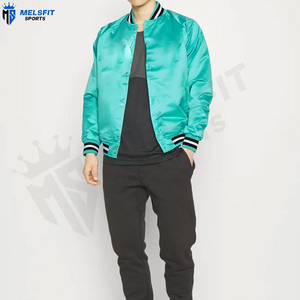 แจ็คเก็ตบอมเบอร์ผ้าซาตินสำหรับผู้ชาย, เสื้อแจ็กเก็ตแขนยาวน้ำหนักเบาสีพื้นกันลมระบายอากาศได้ดีเป็นมิตรกับสิ่งแวดล้อมสำหรับฤดูหนาว - Product Image 4