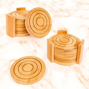 Joli prix sous-verre en bambou filé forme ronde avec support ensemble de 6 pièces vaisselle au design moderne fabriquée à la main à partir de l'usine du Vietnam - Product Image 5