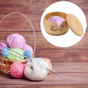 2 PCS Porte-bol en fil de bois, bol en bois massif pour crochet avec couvercle, support de boule de fil pour le tricot, 5.9 pouces - Product Image 6