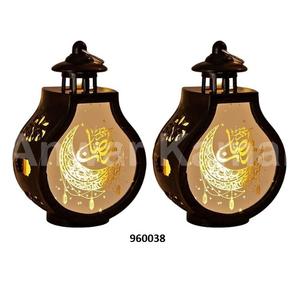 Lanterne chauffe-plat en métal et en verre bleu pour l'article de décoration à la maison - Product Image 3