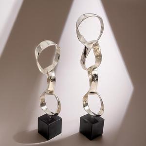 Luz de lujo plata Arte Abstracto escultura Metal candelabros linternas tarros de velas - Product Image 3