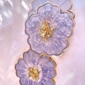 Posavasos de resina floral Juego de posavasos de Arte de resina epoxi y ágata azul único para amantes del té - Product Image 4