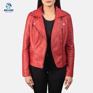 Veste en cuir véritable respirante pour femmes à prix bon marché veste en cuir tendance design personnalisé veste en cuir de moto de grande taille - Product Image 5