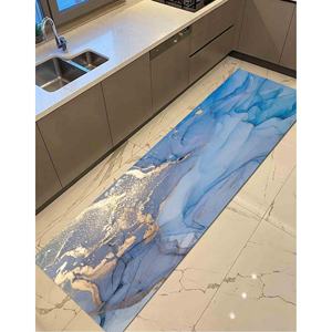 Blue and Gold Marble <b>Chenille</b> <b>Rug</b>: Modern Home Decor - Product Image 5