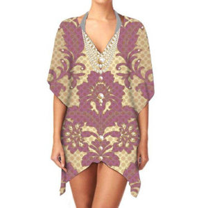 Vestido caftán informal de una pieza con cuello en V y tela ligera transpirable - Product Image 5