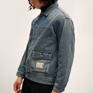 Veste en jean pour hommes à boutons couverts de qualité supérieure de taille supérieure Veste en jean déchirée de haute qualité de style bouton avant Sialkot - Product Image 2