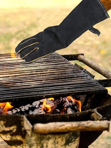 Guantes resistentes al fuego y al calor extremo, cuero con costuras de Kevlar, perfectos para chimenea, estufa, horno, parrilla, soldadura - Product Image 6