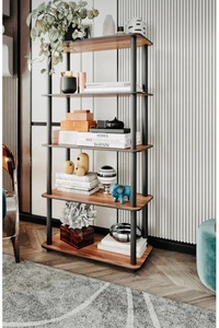 Scaffale "rettangolare" a 5 livelli con Design speciale Color noce