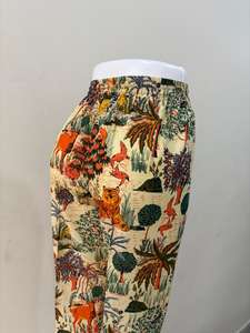 100% Cotton Printed Lounge Pants Red Pomegranate Floral Design <b>Elastic</b> Waist Straight Pant Breathable <b>Lace</b> Decorated for Summer - Product Image 3