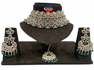 Conjunto de Gargantilla de piedra americana con pendientes de gota Joyería de moda de acero inoxidable versátil - Product Image 6