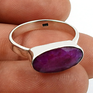 Top Sản phẩm bán chạy 925 sterling Silver tự nhiên <span class=keywords><strong>Ruby</strong></span> đá quý hình dạng hình bầu dục Vòng món quà kỷ niệm cho vợ July Birthstone đồ trang sức - Product Image 1