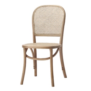 Chaise de salle à manger nordique bon marché avec confort ergonomique et siège et dossier en rotin naturel tissé pour scandinave élégant - Product Image 1