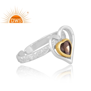 แหวนพลอยสโมคกี้ธรรมชาติทำจากเงินสเตอริง925ดีไซน์รูปแบบใหม่เครื่องประดับสำหรับผู้หญิงเป็นของขวัญสำหรับผู้หญิง - Product Image 4