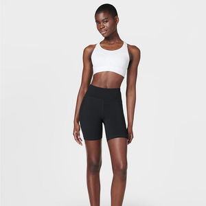 Short de yoga pour femmes à taille haute avec LOGO personnalisé Short de course à pied en spandex tricoté avec poches - Product Image 4