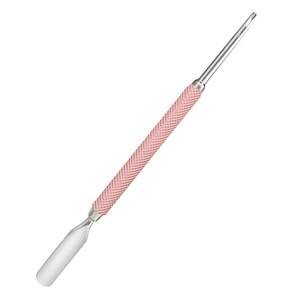 MORGANS INDUSTRIES Repousse-ongles double extrémité en acier inoxydable avec manche texturé rose, durable pour manucure et pédicure - Product Image 1