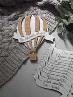 Cadre photo en bois personnalisable avec lettres en relief, thème montgolfière, pour marquer les étapes mensuelles de bébé