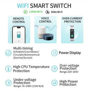 Interruptor de Circuito Inteligente WiFi Tuya (Paquete de 1), 1-63A, Protección Contra Sobrecorriente y Bajo Voltaje, Enchufe de Alimentación Inalámbrico Remoto - Product Image 6