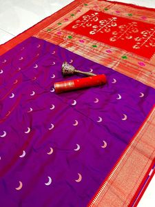 FabZone dernière Designer doux soie Paithani imprimé Sari indien pakistanais robe pour filles fête costume approprié Salwar - Product Image 4