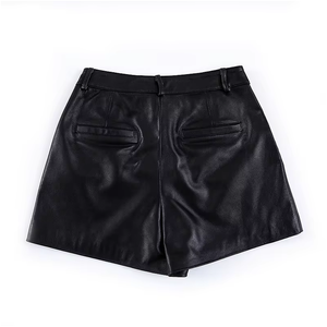 Short noir uni de haute qualité grande taille pour femmes en cuir respirant du Pakistan prix bon marché court - Product Image 2