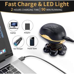 Kit de rasage multifonctionnel électrique USB, étanche, pour usage humide/sec, rasoir rotatif pour hommes chauves, avec têtes de rechange - Product Image 4