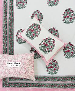 Ensemble de draps en coton imprimé bloc de main indien de luxe literie faite à la main drap de lit imprimé Jaipuri avec taies d'oreiller prix de gros - Product Image 4