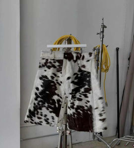 Fresh Design Design Cow Hair On <b>Leather</b> <b>Men</b> <b>Shorts</b> Custom With Side Pockets Cowhide Hair <b>Shorts</b> Cheap Price For Sale - Product Image 2