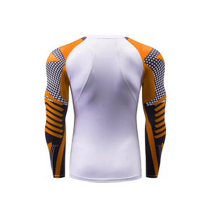 Haute qualité personnalisé imprimé manches hommes éruptions cutanées Logo personnalisé broderie o-cou sport Compression chemises mâle - Product Image 5