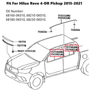 Cửa sổ khuôn cắt cho TOYOTA-Hilux Revo Cab đôi cho Fortuner phía trước phía sau bên ngoài cửa vành đai con dấu 2015-2023 4-Dr Pickup - Product Image 2