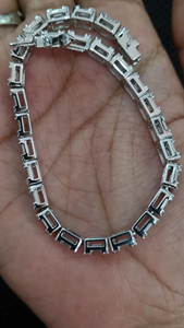 925 Sterling Sliver White Baguette Moissanite <b>Bracelet</b> For Women Fashion Jewelry By Exporters - Product Image 4