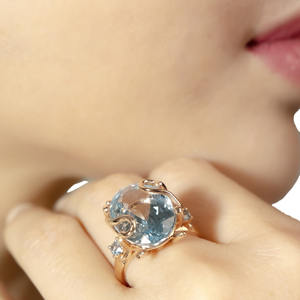 Bague beGems Luxury Pure Soul avec topaze en or rose italien 14K 18K, bijoux pour femmes très vendus - Product Image 2