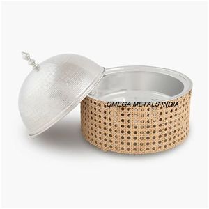 Calentador de alimentos de metal hecho a mano, plato de cazuela y olla caliente para Cocina Casera Servicio de alta calidad en acabado dorado y plateado - Product Image 6