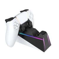 Station de charge avec lumière RVB pour manette sans fil PS5, support de charge rapide pour PlayStation 5, station de charge double