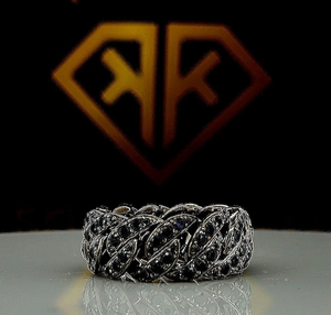 Rose Moissanite Miami Cuban Link Prong Bague Glacé-Jaune Rhodium Solide En Argent Sterling Unisexe Bague De Fiançailles De Mariage Fête - Product Image 1