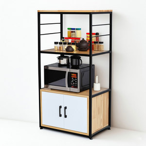 60x40x115cm Rubber Wood Multipurpose <b>Kitchen</b> Shelf Stand KB68048-Microwave Oven & <b>Kitchen</b> <b>Storage</b> - Product Image 1