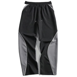 High Quality Mens Baggy Track Pants Drawstring Casual Wear Nylon Lightweight Hip Hop Customized Color & Logo Embroidered Flares - Product Image 1