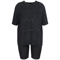 Ensemble décontracté d'été pour femme, design personnalisé, 2 pièces : T-shirt et short cycliste au-dessus du genou effet délavé, tissu doux, grandes tailles
