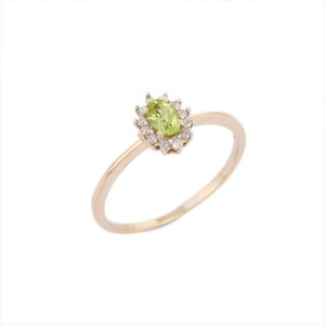 Anillo de peridoto Natural y Gema de diamante para mujer, joyería fina hecha a mano, oro amarillo sólido de 14K, anillo de piedra de nacimiento, regalo de aniversario - Product Image 2