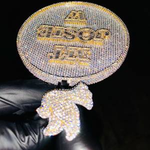 Pendentif personnalisé en diamant véritable pour homme, en argent sterling 925 plaqué or, style hip-hop, testé, 6 carats, bijou charme - Product Image 4