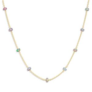 925 Sterling Silver Natural White <b>Opal</b> Beaded Chain <b>Necklace</b> 14\" Fine Beaded Jewelry for Women Wedding and Gift Birthstone - Product Image 1
