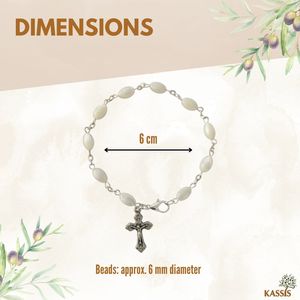 Bracelet artisanal en nacre avec croix 6 cm, bijoux chrétiens, cadeau religieux, vente en gros de Bethléem - Product Image 3